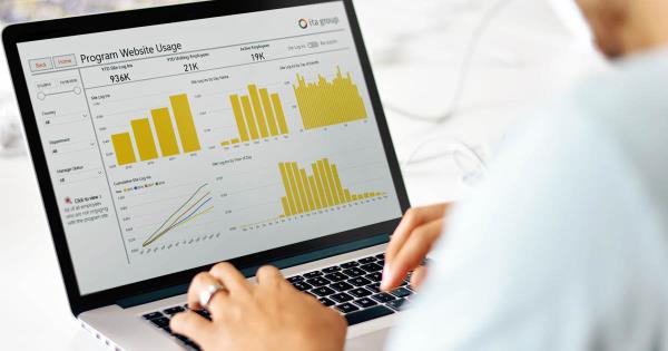 Data visualization dashboard on a laptop computer